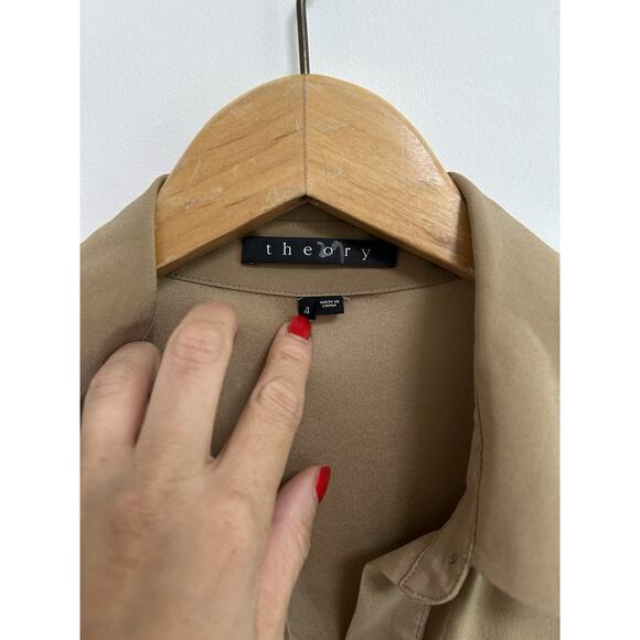 Theory Womens Silk Long Sleeves Button Down Mironda Bandit Romper Brown Size 4 - Picture 4 of 10